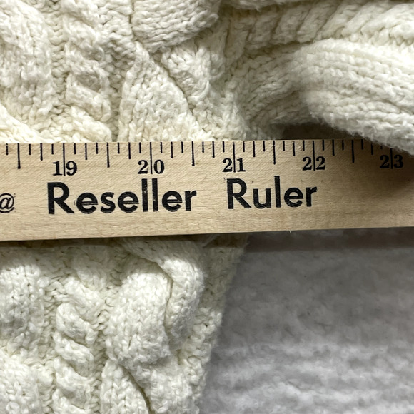 Free People Sweater Womens Medium Cream Every Cloud Cable Knit Collared Cozy - Picture 8 of 10